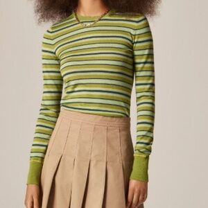 J. Crew Carolyn fitted crewneck sweater in striped merino wool